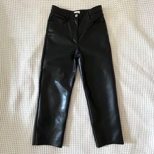 Aritzia Wilfred Melina straight leg crop vegan leather black pant 4